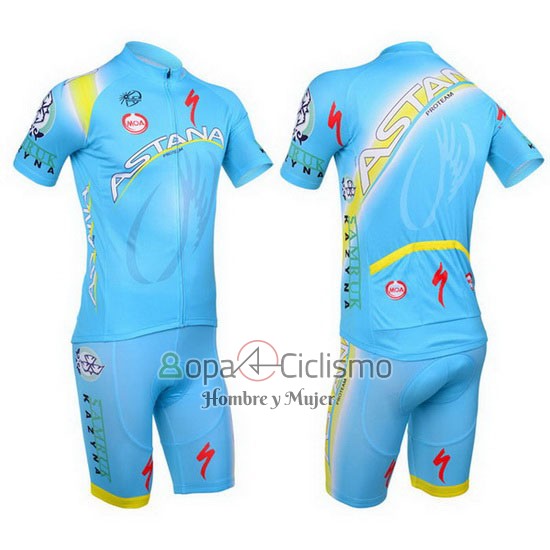 Astana Ropa Ciclismo Culotte Corto 2013 Mangas Cortas Azur